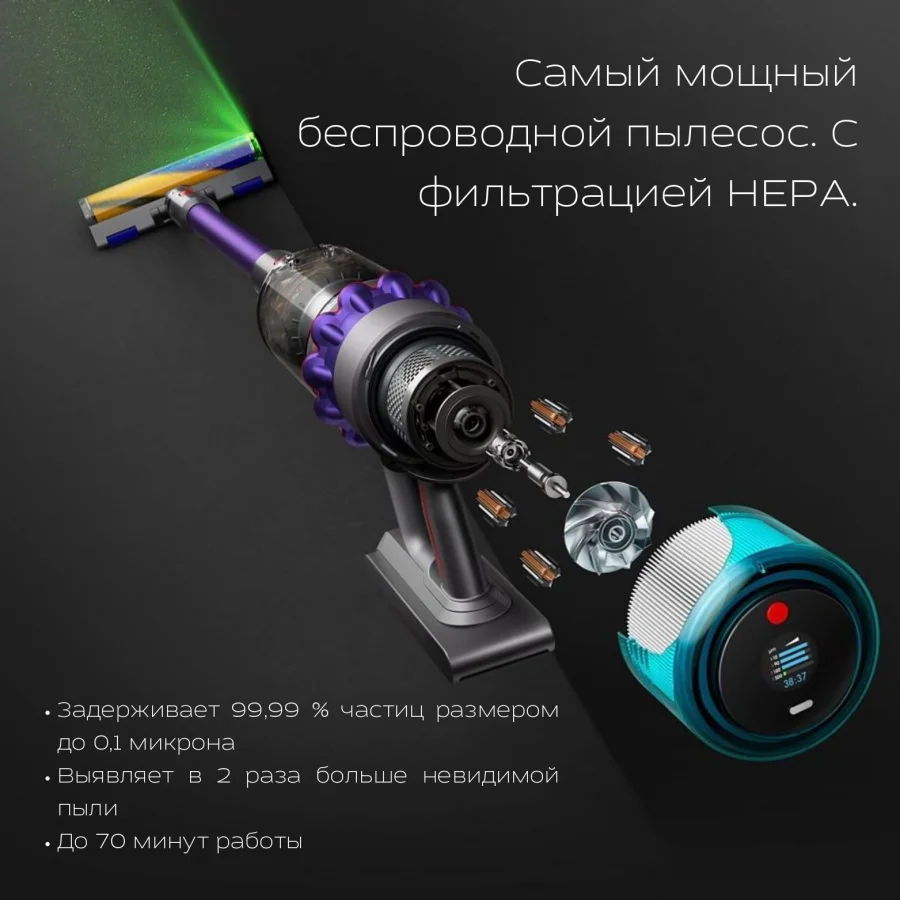 Пылесос Dyson Gen5 Detect Absolute HK (9 насадок) Доп. аккумулятор