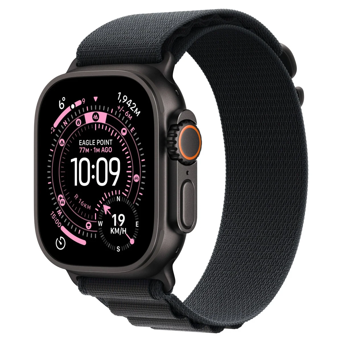 Часы Apple Watch Ultra 3 GPS 49 мм, корпус черный титан (Black Titanium), ремешок Alpine, черный (Black), размер: S