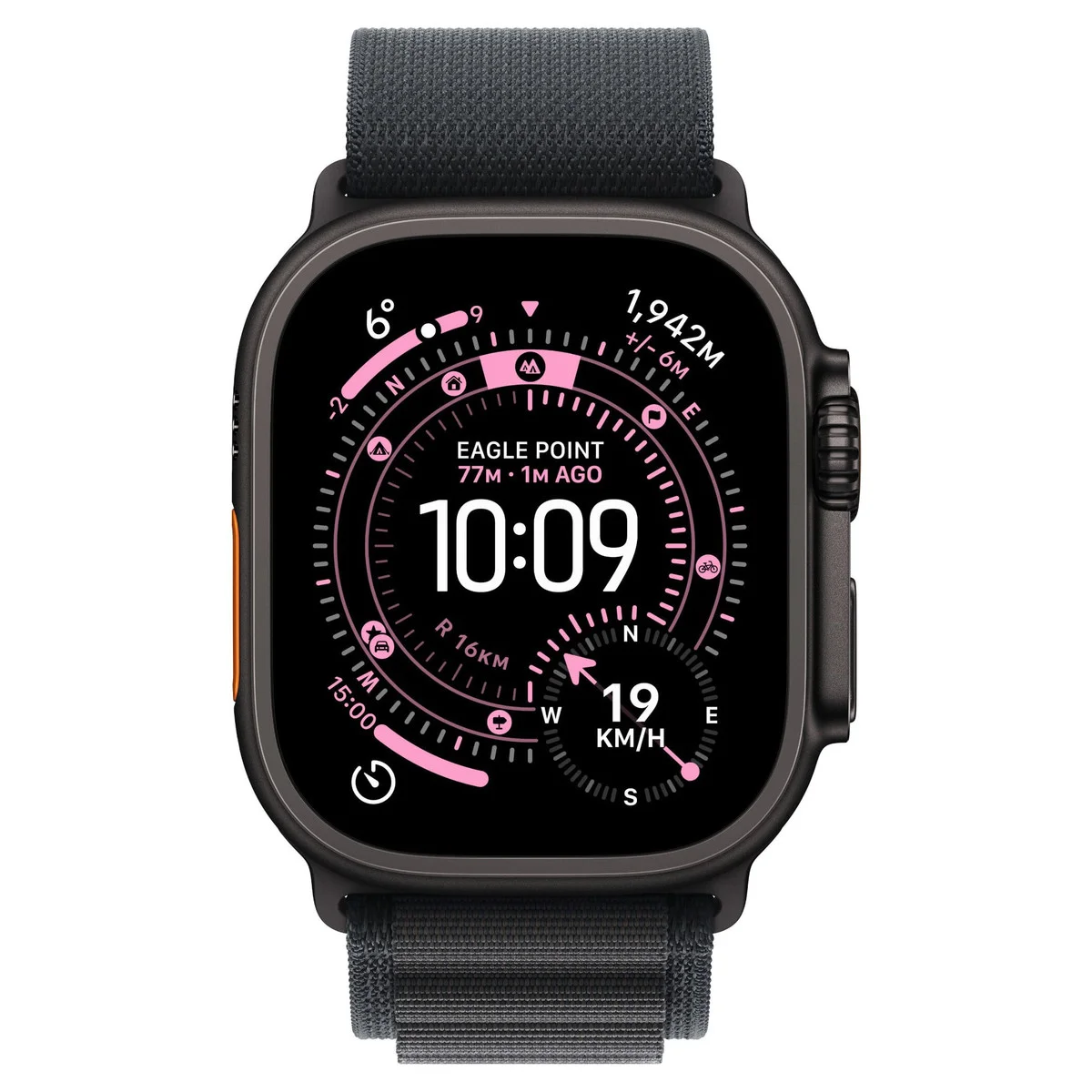 Часы Apple Watch Ultra 3 GPS 49 мм, корпус черный титан (Black Titanium), ремешок Alpine, черный (Black), размер: S