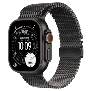 Часы Apple Watch Ultra 3 GPS 49 мм, корпус черный титан (Black Titanium), сетчатый браслет Milanese, черный титан, размер: L