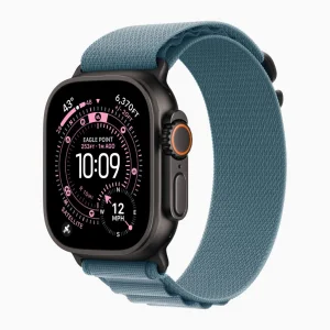 Часы Apple Watch Ultra 3 GPS 49 мм, корпус черный титан (Black Titanium), ремешок Alpine, светло-синий (Light Blue), размер: S