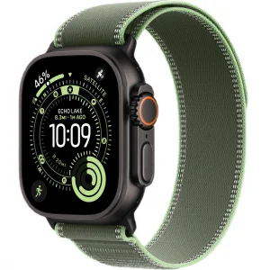Часы Apple Watch Ultra 3 GPS 49 мм, корпус черный титан (Black Titanium), ремешок Trail, зеленый/неоновый (Green/Neon), размер: S/M