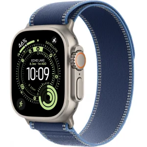 Часы Apple Watch Ultra 3 GPS 49 мм, корпус натуральный титан (Natural Titanium), ремешок Trail, синий/ярко-синий (Blue/Bright Blue), размер: S/M