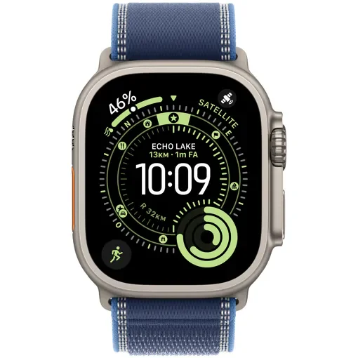 Часы Apple Watch Ultra 3 GPS 49 мм, корпус натуральный титан (Natural Titanium), ремешок Trail, синий/ярко-синий (Blue/Bright Blue), размер: M/L