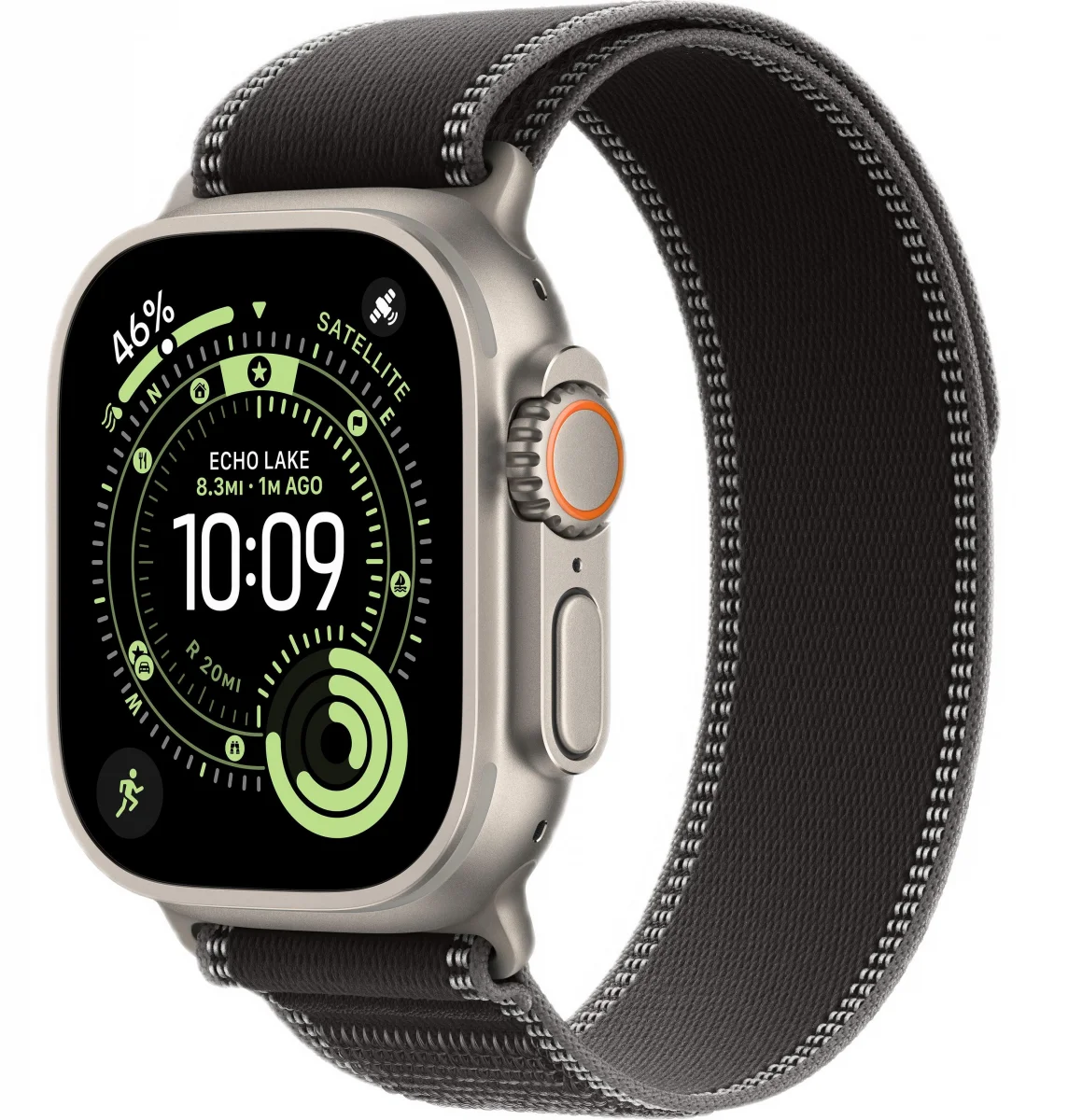 Часы Apple Watch Ultra 3 GPS 49 мм, корпус натуральный титан (Natural Titanium), ремешок Trail, черный/угольный (Black/Charcoal), размер: M/L