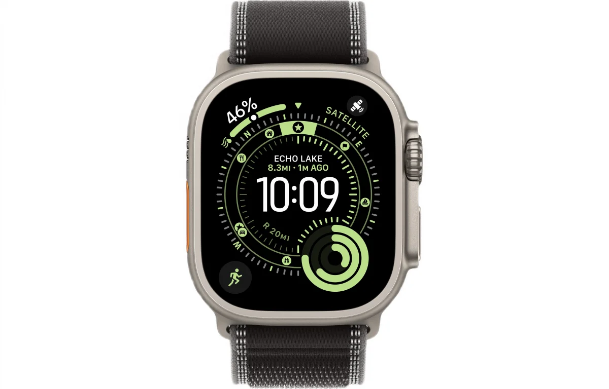 Часы Apple Watch Ultra 3 GPS 49 мм, корпус натуральный титан (Natural Titanium), ремешок Trail, черный/угольный (Black/Charcoal), размер: M/L
