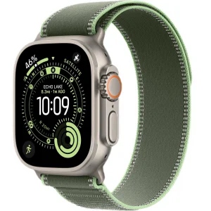 Часы Apple Watch Ultra 3 GPS 49 мм, корпус натуральный титан (Natural Titanium), ремешок Trail, зеленый/неоновый (Green/Neon), размер: S/M