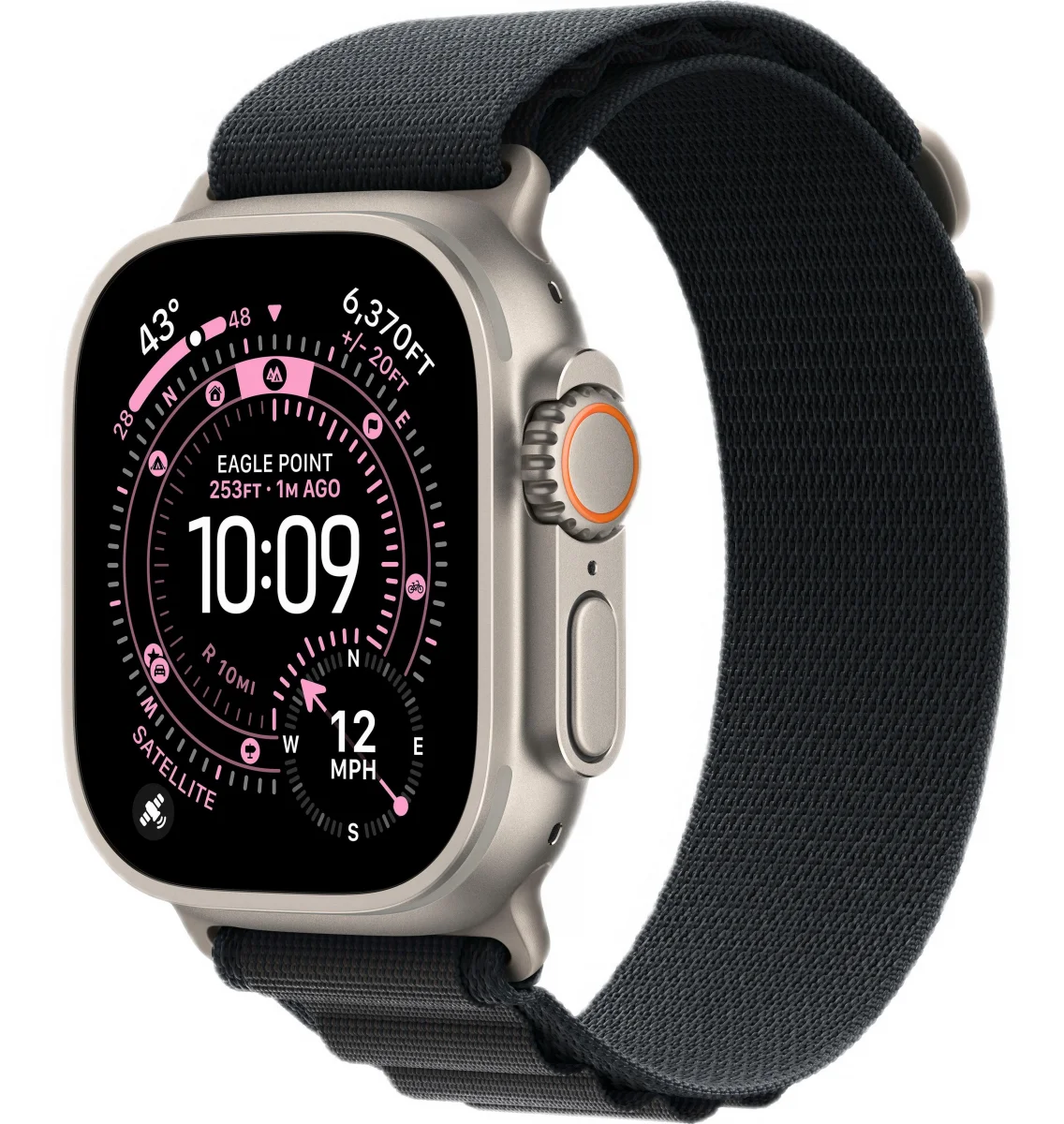 Часы Apple Watch Ultra 3 GPS 49 мм, корпус натуральный титан (Natural Titanium), ремешок Alpine, черный (Black), размер: M