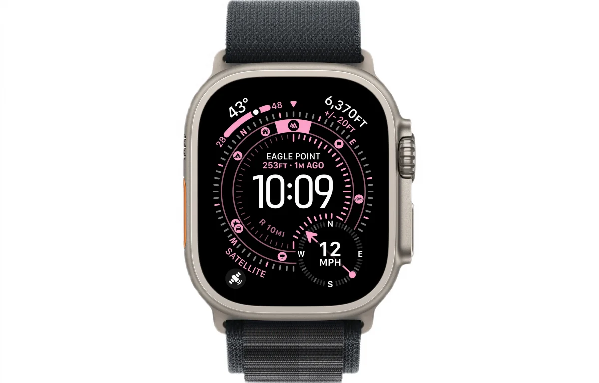 Часы Apple Watch Ultra 3 GPS 49 мм, корпус натуральный титан (Natural Titanium), ремешок Alpine, черный (Black), размер: M