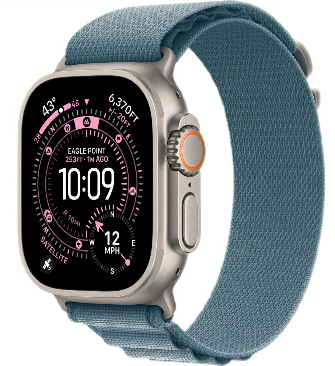 Часы Apple Watch Ultra 3 GPS 49 мм, корпус натуральный титан (Natural Titanium), светло-синий (Light Blue), размер: M