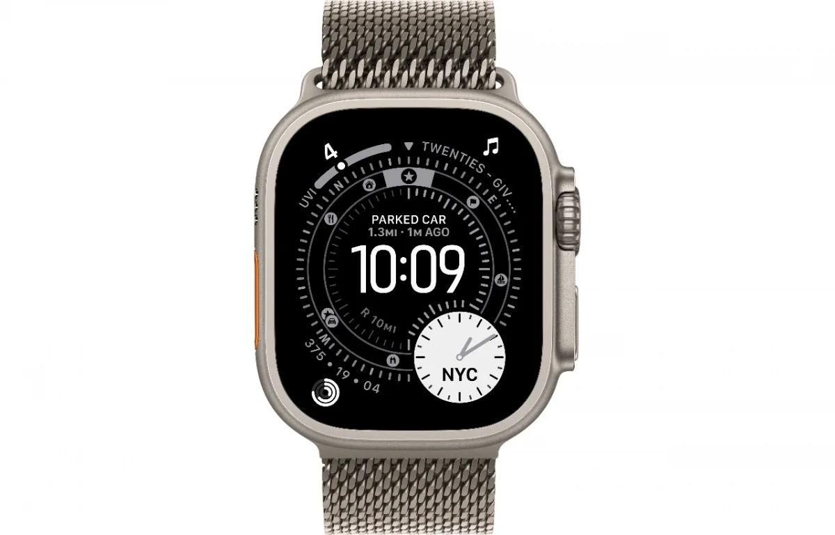 Часы Apple Watch Ultra 3 GPS 49 мм, корпус натуральный титан (Natural Titanium), сетчатый браслет Milanese, натуральный титан, размер: S