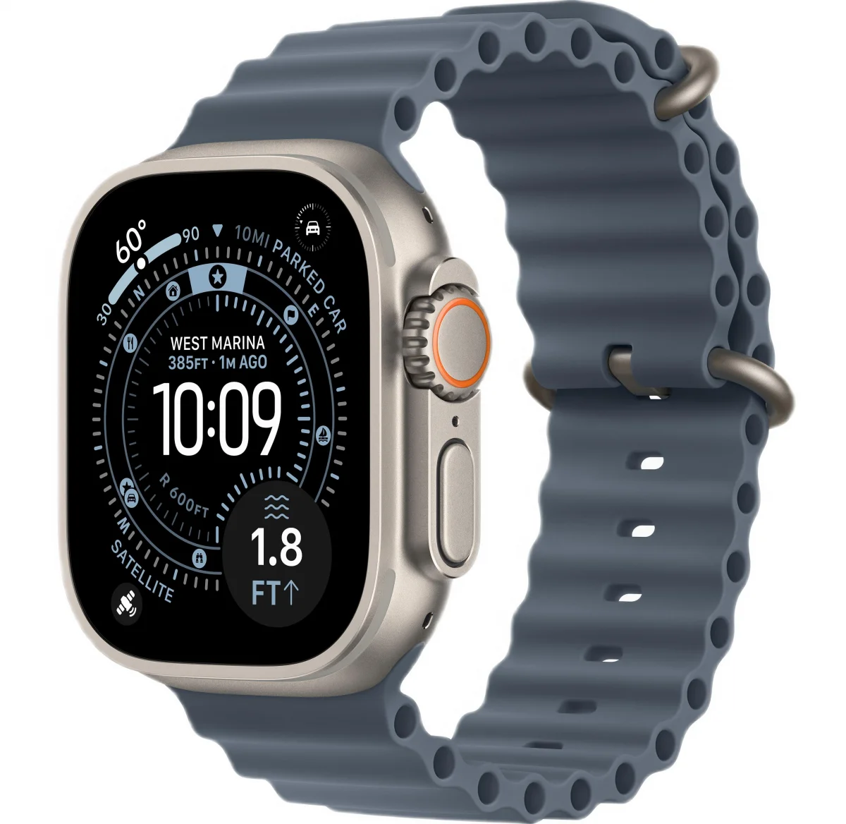 Часы Apple Watch Ultra 3 GPS 49 мм, корпус натуральный титан (Natural Titanium), ремешок Ocean, якорный синий (Anchor Blue)