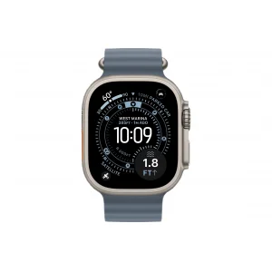 Часы Apple Watch Ultra 3 GPS 49 мм, корпус натуральный титан (Natural Titanium), ремешок Ocean, якорный синий (Anchor Blue)