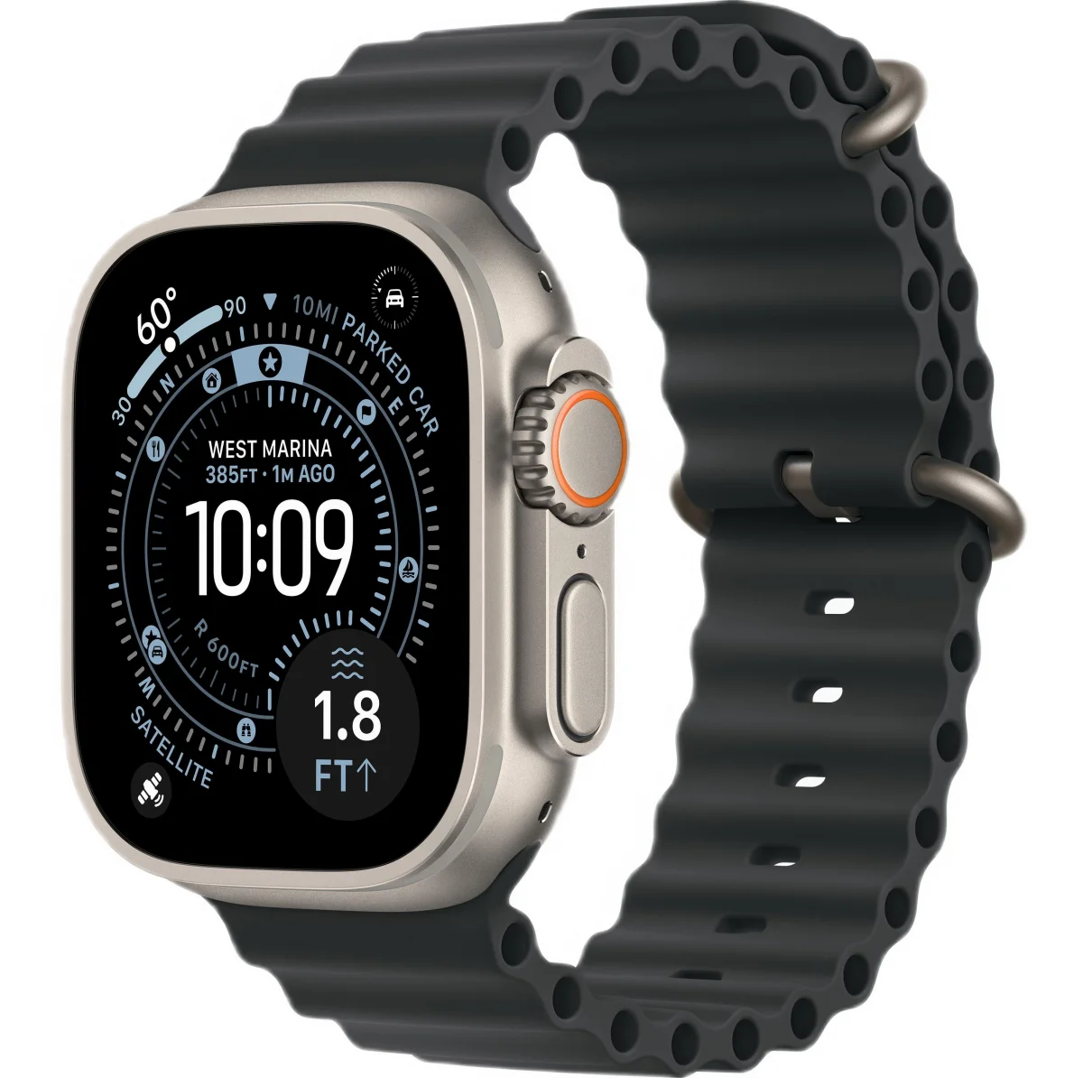 Часы Apple Watch Ultra 3 GPS 49 мм, корпус натуральный титан (Natural Titanium), ремешок Ocean, черный (Black)