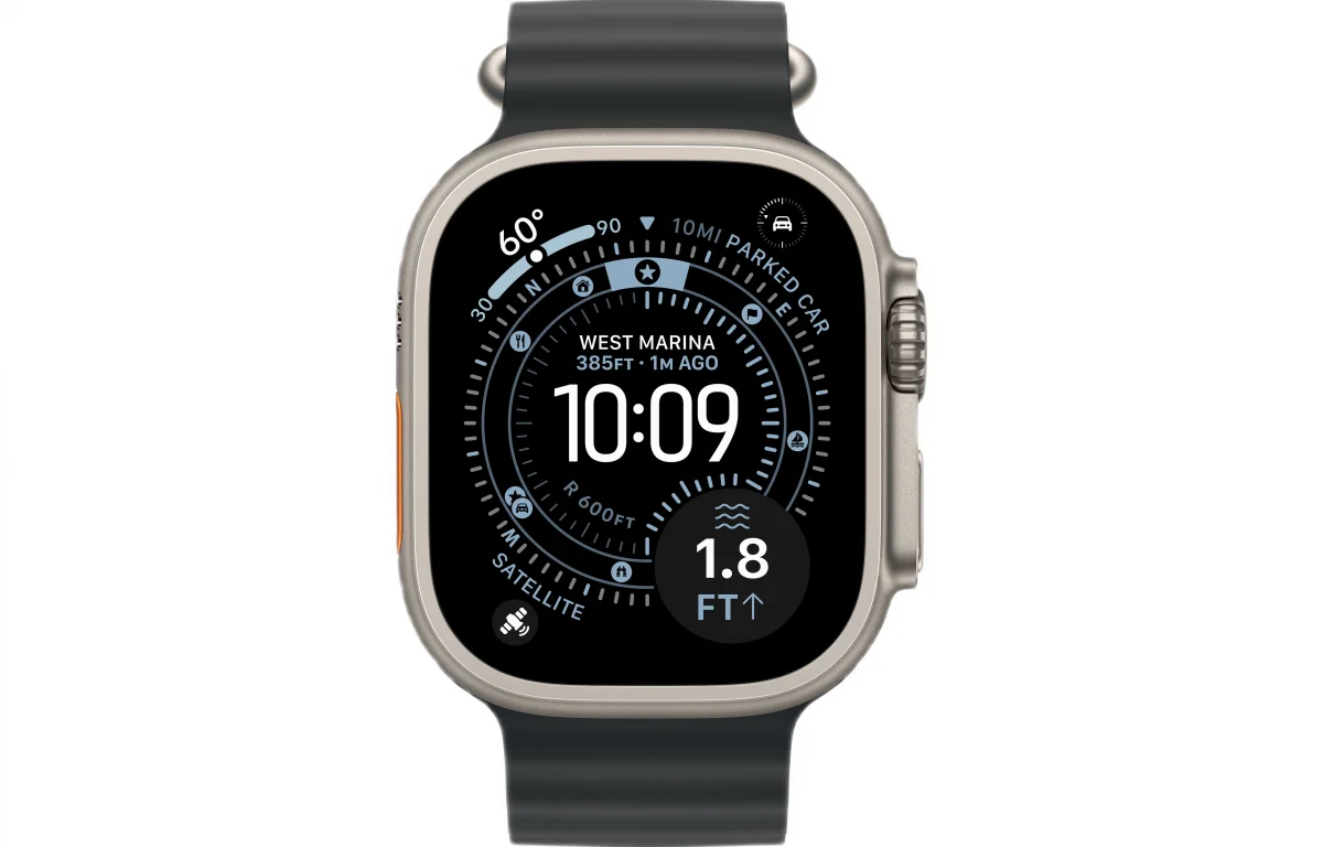 Часы Apple Watch Ultra 3 GPS 49 мм, корпус натуральный титан (Natural Titanium), ремешок Ocean, черный (Black)